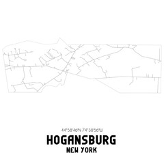Hogansburg New York. US street map with black and white lines.