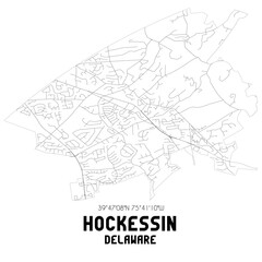 Hockessin Delaware. US street map with black and white lines.