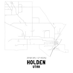 Holden Utah. US street map with black and white lines.