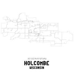 Holcombe Wisconsin. US street map with black and white lines.