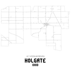 Holgate Ohio. US street map with black and white lines.