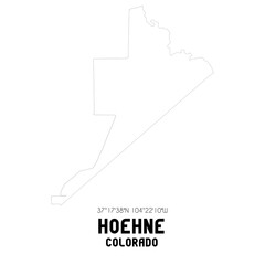 Hoehne Colorado. US street map with black and white lines.