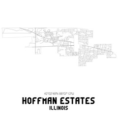 Hoffman Estates Illinois. US street map with black and white lines.