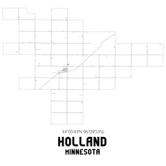 Holland Minnesota. US street map with black and white lines.