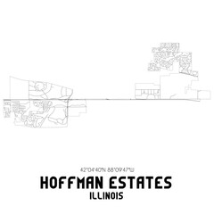 Hoffman Estates Illinois. US street map with black and white lines.