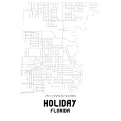 Holiday Florida. US street map with black and white lines.