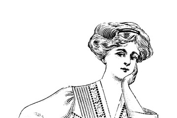 Portrait of a woman - Vintage Illustration in engraving style