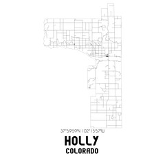 Holly Colorado. US street map with black and white lines.