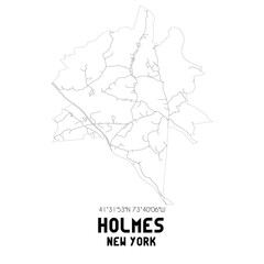 Holmes New York. US street map with black and white lines.