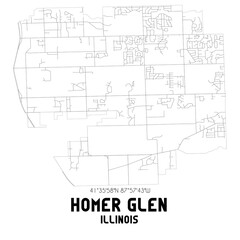 Obraz premium Homer Glen Illinois. US street map with black and white lines.