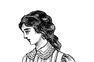 Portrait of a woman - Vintage Illustration in engraving style - 539286477