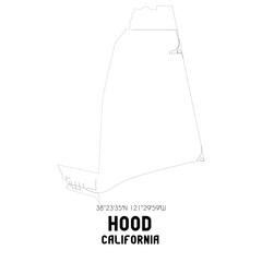 Hood California. US street map with black and white lines.