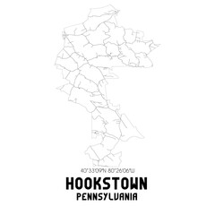 Obraz premium Hookstown Pennsylvania. US street map with black and white lines.