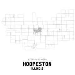 Hoopeston Illinois. US street map with black and white lines.