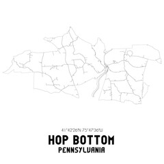 Hop Bottom Pennsylvania. US street map with black and white lines.