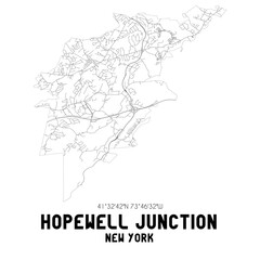 Fototapeta na wymiar Hopewell Junction New York. US street map with black and white lines.