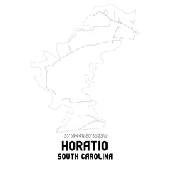 Horatio South Carolina. US street map with black and white lines.