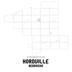 Hordville Nebraska. US street map with black and white lines.