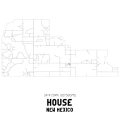 House New Mexico. US street map with black and white lines.