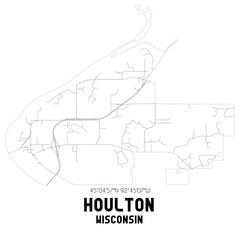 Houlton Wisconsin. US street map with black and white lines.