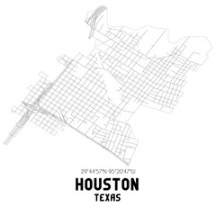 Houston Texas. US street map with black and white lines.