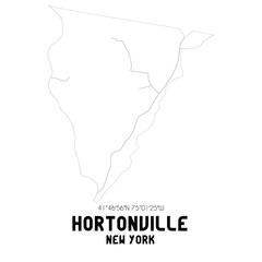 Hortonville New York. US street map with black and white lines.