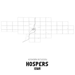 Hospers Iowa. US street map with black and white lines.
