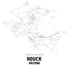 Houck Arizona. US street map with black and white lines.