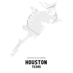 Houston Texas. US street map with black and white lines.