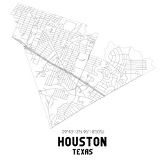 Fototapeta na wymiar Houston Texas. US street map with black and white lines.