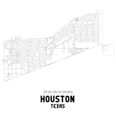 Houston Texas. US street map with black and white lines.