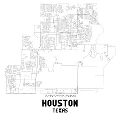 Obraz premium Houston Texas. US street map with black and white lines.