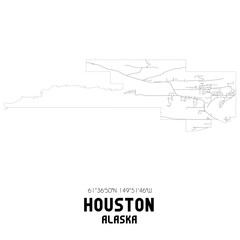 Houston Alaska. US street map with black and white lines.