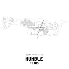 Humble Texas. US street map with black and white lines.
