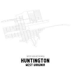 Huntington West Virginia. US street map with black and white lines.