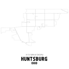 Huntsburg Ohio. US street map with black and white lines.