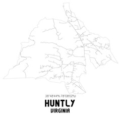 Huntly Virginia. US street map with black and white lines.