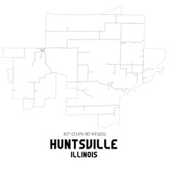 Huntsville Illinois. US street map with black and white lines.