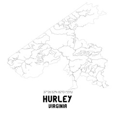 Hurley Virginia. US street map with black and white lines.