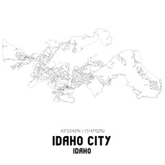 Idaho City Idaho. US street map with black and white lines.