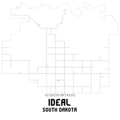 Ideal South Dakota. US street map with black and white lines.