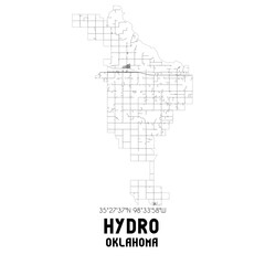 Hydro Oklahoma. US street map with black and white lines.
