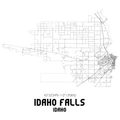 Idaho Falls Idaho. US street map with black and white lines.