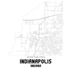 Indianapolis Indiana. US street map with black and white lines.