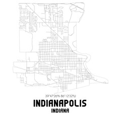 Indianapolis Indiana. US street map with black and white lines.