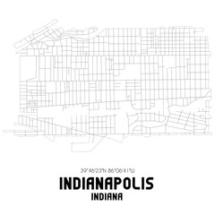Indianapolis Indiana. US street map with black and white lines.