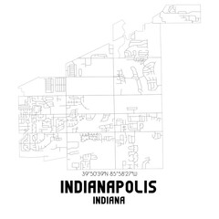 Indianapolis Indiana. US street map with black and white lines.