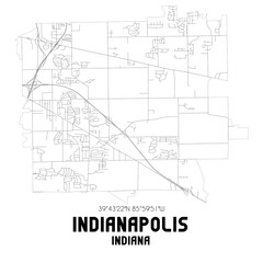 Fototapeta na wymiar Indianapolis Indiana. US street map with black and white lines.