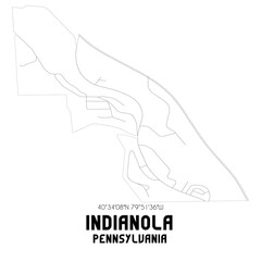 Indianola Pennsylvania. US street map with black and white lines.