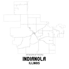 Indianola Illinois. US street map with black and white lines.